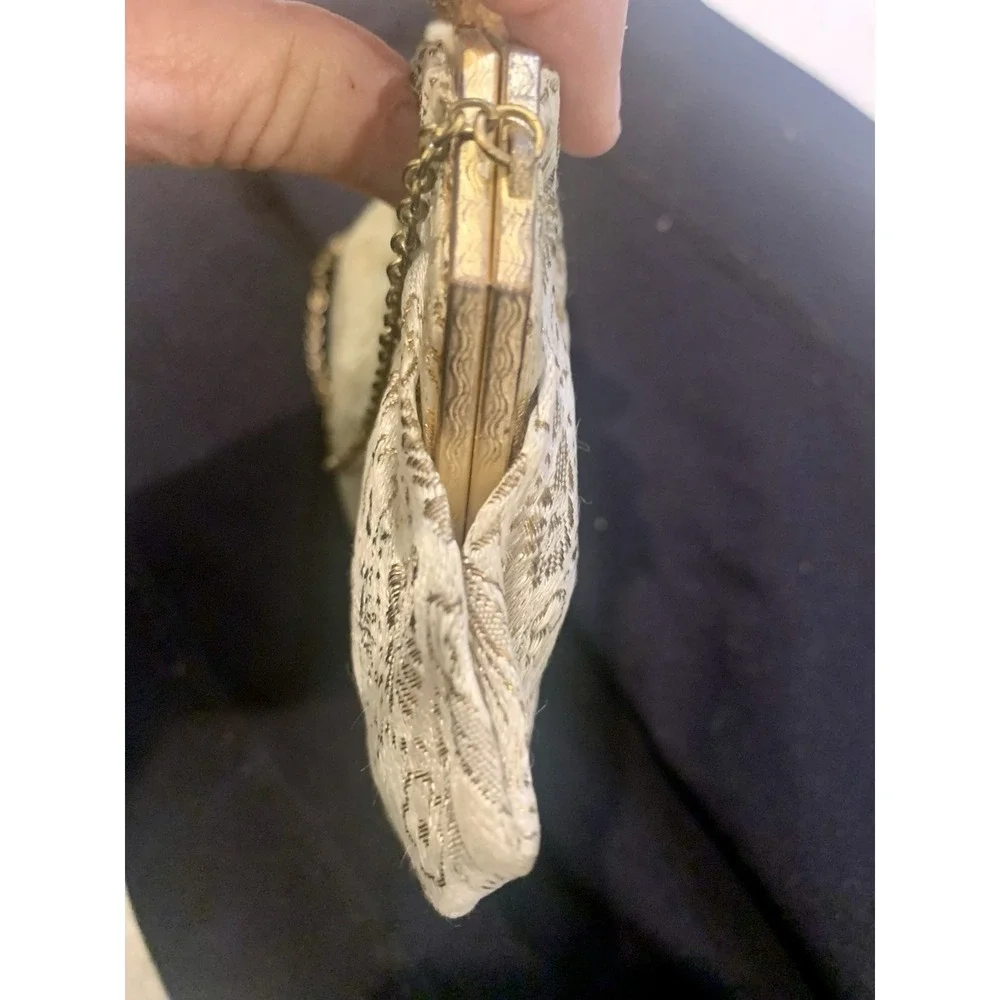 Vintage Brocade Evening Bag Made In France For Salisburys With Vintage Mirror